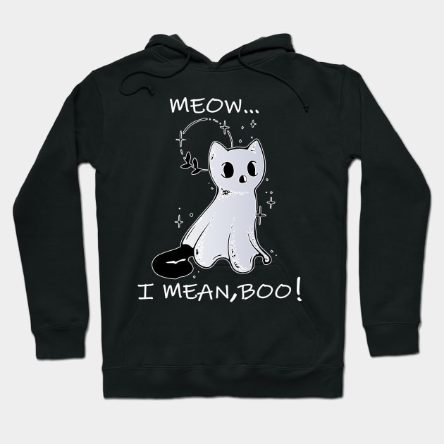 meow i mean boo, cute funny cat lovers Hoodie by lazykitty